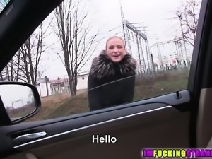 Joyful hitchhiker Cristal gets fucked
