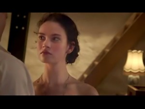 Lily James tits and ass in a sex scene