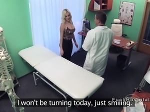 Doctor bangs blonde and cums on her asshole