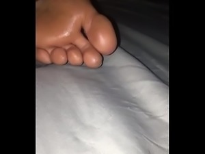 Sleeping milf dirty feet worshiped &amp_ cum covered