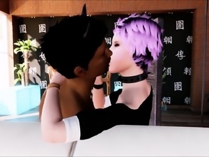 Cute Goth Emo Punk Rocker Babe In 3D Game Fucks Interracial