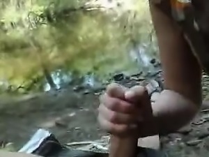 Outdoor blowjob action with amateur teen