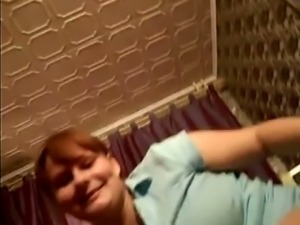 Red haired wondrous amateur Russian bitch sucked her hubby's dick
