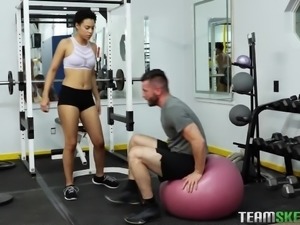 Hot and beautiful private instructor Amethyst Banks gets nailed in gym