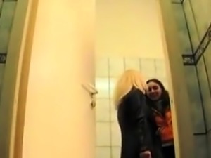 Toilet voyeur spies on lovely amateur babes peeing close-up