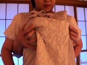 Horny Japanese mom with big boobs is starving for young meat