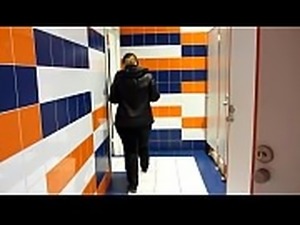 Golden shower in public places, bbw with a big ass and with a hairy pussy...