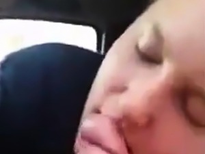 Blonde college girl gives head in the car with happy ending