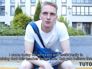 Unlucky Student Finds Out That His Sexy Slim Blonde Tutor Is Much Better At...
