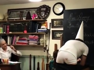 Naughty students subjected to hard spanking in the classroom