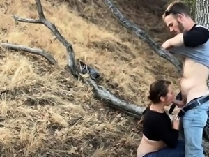 Lusty amateur brunette relaxing with wild outdoor fuck