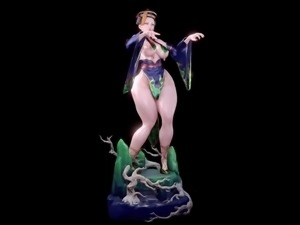 Chun Li in a beautiful suit that barely covers her huge ass and breasts