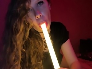 Sexy twink having anal fun with a lightsaber on webcam
