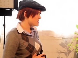 Cute redhead involved in lesbian threeway with black babes