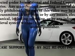 Latex slut solo anal masturbation