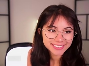 Horny amateur masked Asian teen toying on webcam show